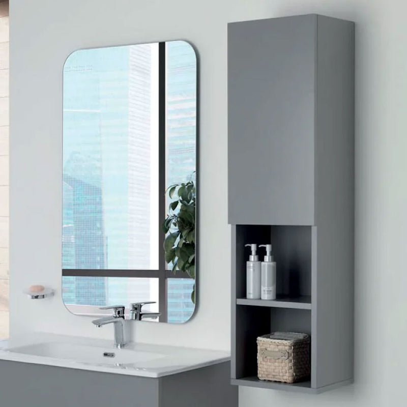 Pensile Portaoggetti 115 Cm Un'Anta reversibile e Due Ripiani colore  Grigio Medio
