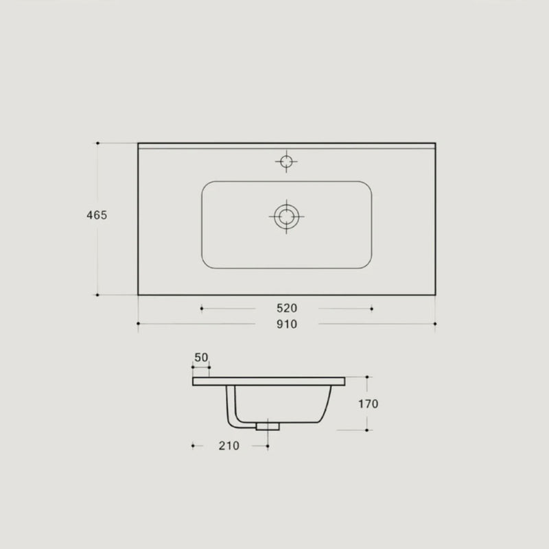 Mobile Bagno Sospeso Cm  90 con Due Cassetti Un Anta a Destra Specchio Su Pannello 90x70 Cm Modello "Oxid" Ossido Grigio