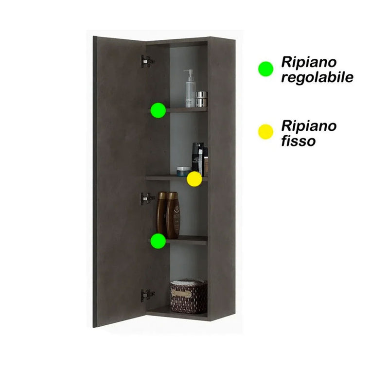 Pensile Portaoggetti 135 Cm Un'Anta Reversibile "Oxid" Ossido Grigio