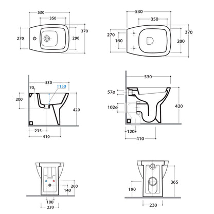 Sanitari Filo parete Ceramica Globo Daily WC + BIDET + SEDILE SOFT CLOSE