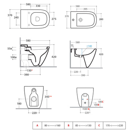 Sanitari Filo parete Ceramica Globo Stockholm MULTI WC + BIDET + SEDILE SOFT CLOSE