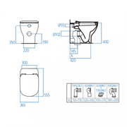 Sanitari filo muro Ideal Standard Tesi AquaBlade con scarico traslato con sedile termoindurente