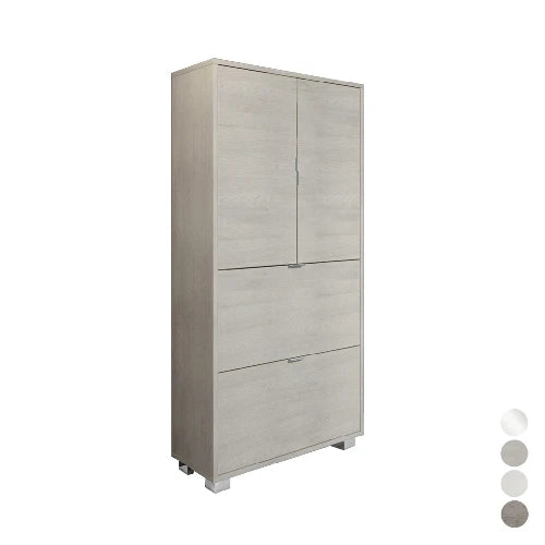 Armadio scarpiera multiuso con 2 ribalte e 2 ante in nobilitato cm l76xh155xp30 olmo bianco