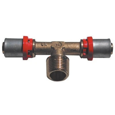 Raccordo press a t maschio per multistrato 1/2 x 14