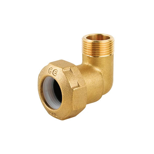Gomito maschio in ottone per tubo pe 1 x 32
