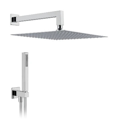 Kit soffione doccia quadro l. 250x250 braccio l. 350 mm