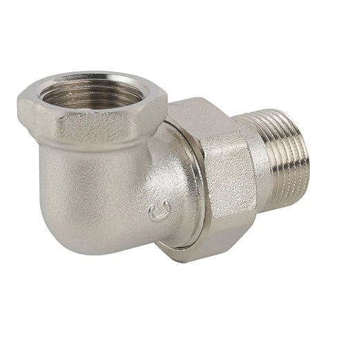 Raccordo curvo in 3 pz mf sede piana in ottone nichelato c/guarnizione 3/4
