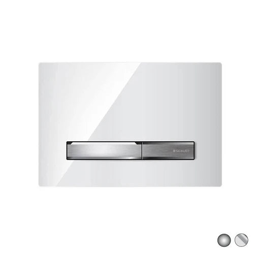 Placca di copertura 2 tasti sigma 50 new geberit bianca tasti cromati