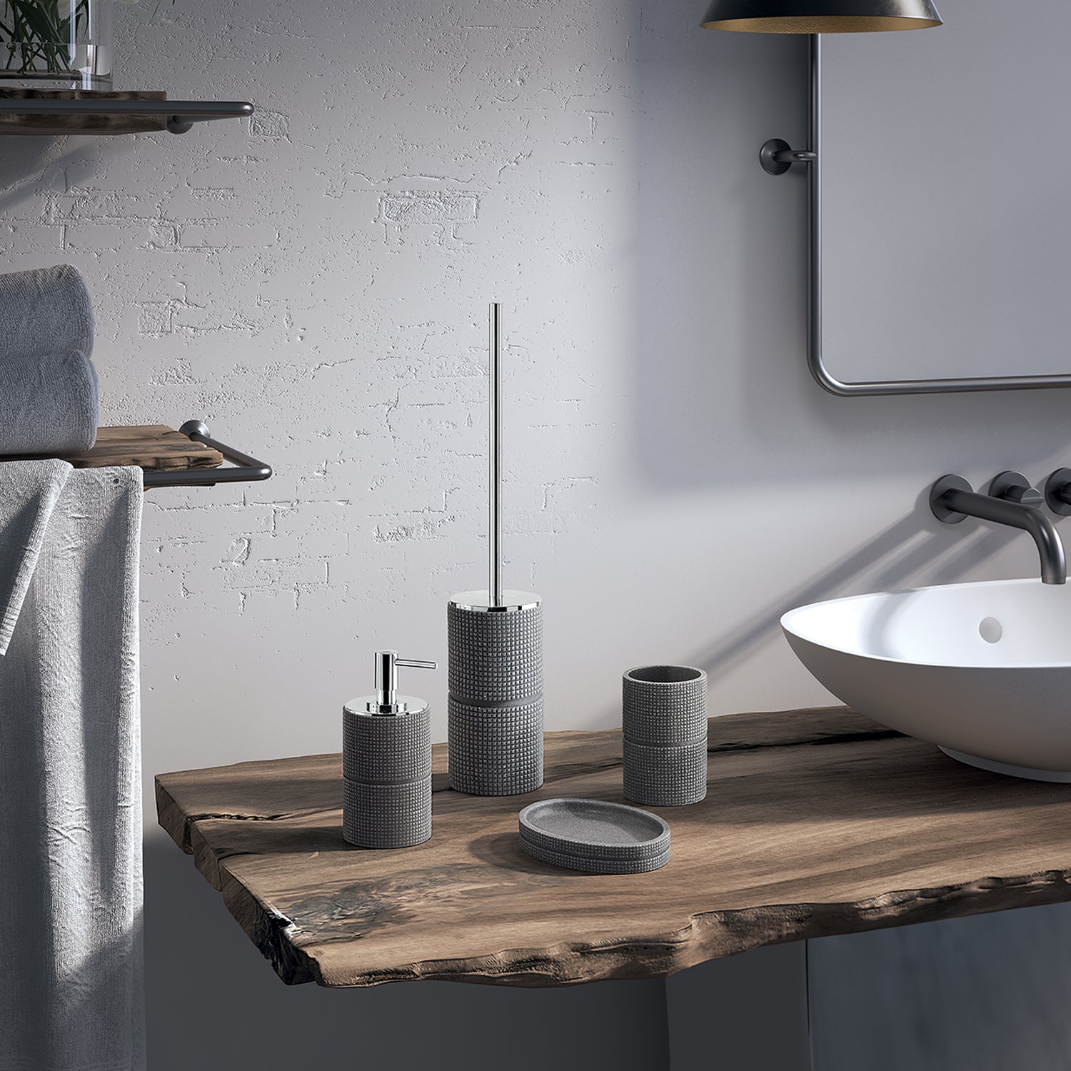 Portasapone in resina Gedy serie Petra - Grigio