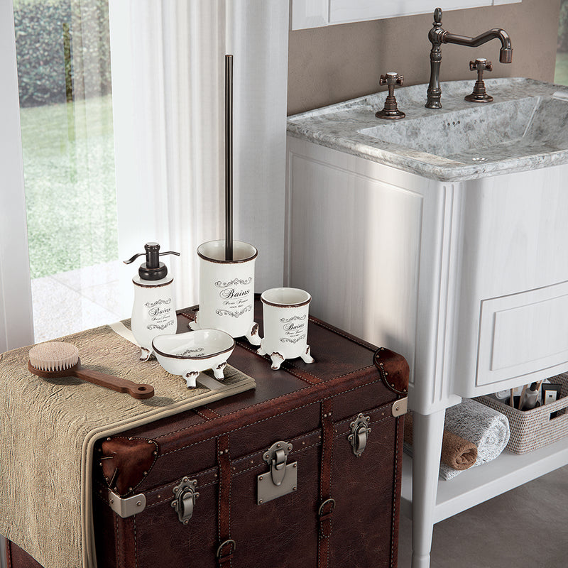 Portaspazzolini da appoggio in ceramica Gedy serie Amelie - Bianco