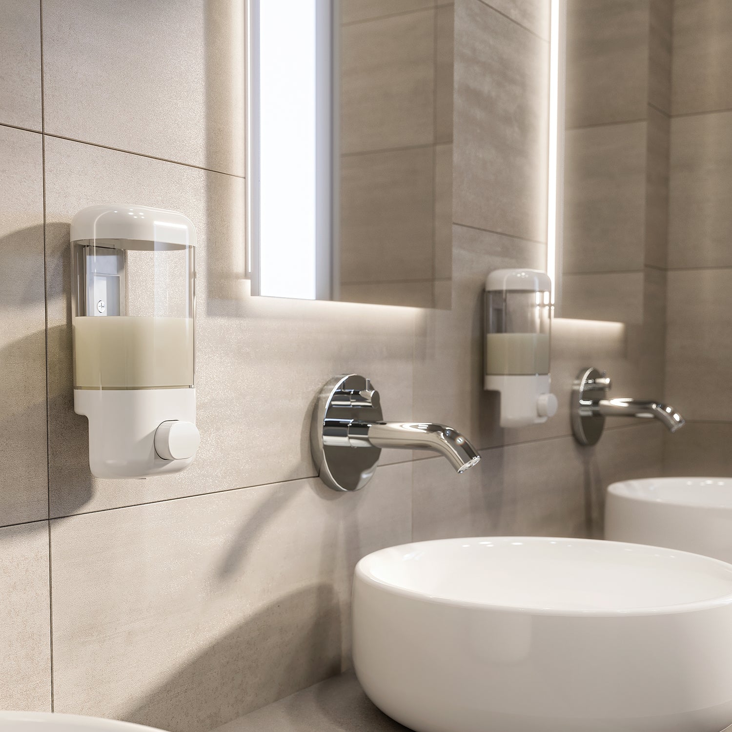 Distributore di sapone/Gel igienizzante modello Push Pro di Gedy da 600 ml - Bianco by CeramicStore | Lo specialista del tuo bagno