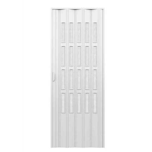 Porta d arredo per interno a soffietto con vetro niagara bianco cm 83 x 214