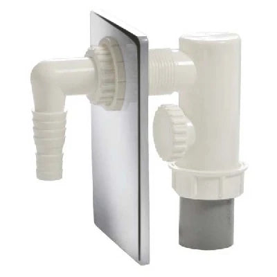 Sifone incasso lavatrice in pp con piastra acc. inox d. 40