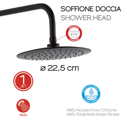 Colonna doccia con miscelatore manuale e soffione 1 getto modello Star Plus 01 di Gedy - Nero Matt by CeramicStore | Lo specialista del tuo bagno