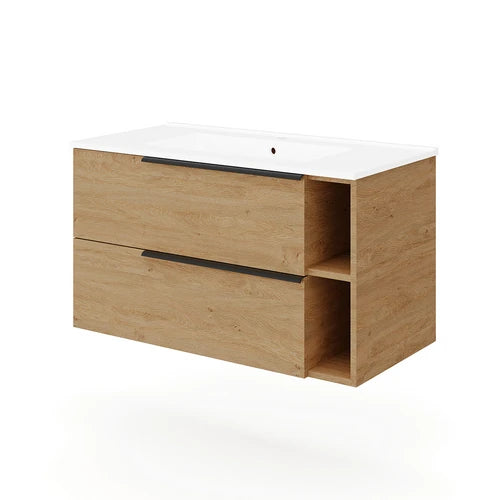 Base sospesa mobile bagno con lavabo mod. loft cm 91x46 bianco lucido