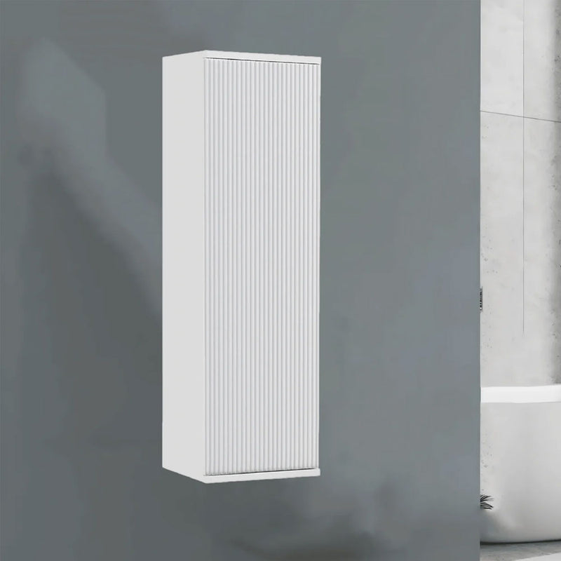 Pensile portaoggetti Cannettato 112 cm un anta Bianco Opaco