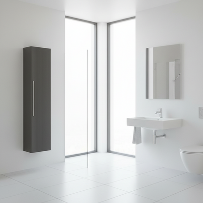 Colonna da bagno Collezione rigo con anta Cannettata CM 30*24*150 CM colore Grigio