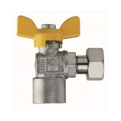 Valvola a sfera per gas a squadra fil. femmina con girello 1/2 x 1/2 dn 15