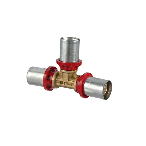 Raccordo tee a pressare per multistrato 50x40x50