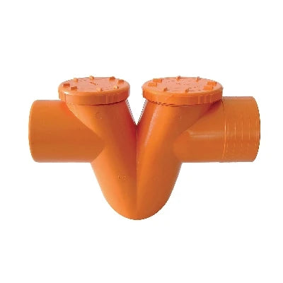 Sifoni orizzontali 2 tappi in pvc arancio a v diam. 100