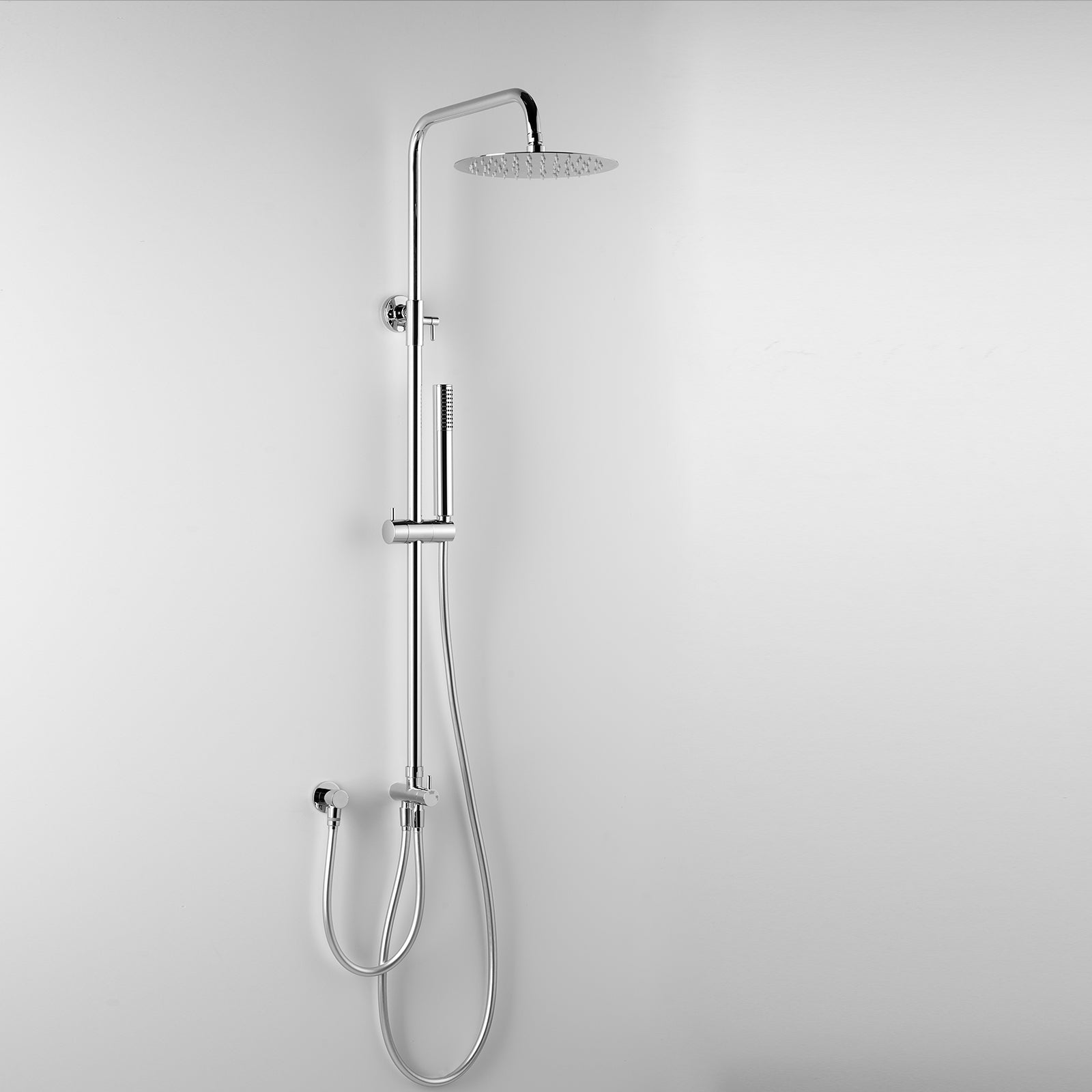 Colonna Doccia a Ponte ARES modello Eros con soffione tondo in metallo d.25 cm Design Minimale by CeramicStore | Lo specialista del tuo bagno