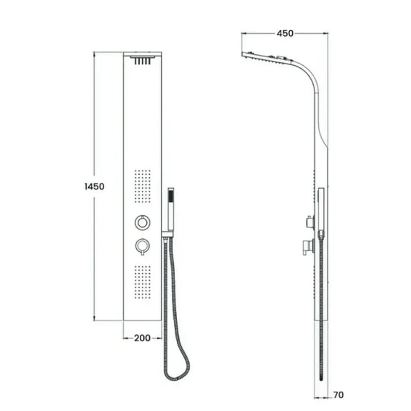 Pannello Doccia Collezione Verona DocciaGo in Alluminio - Finitura Bianca