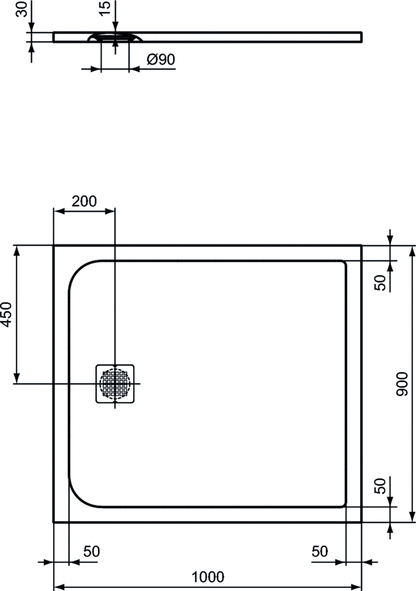 Piatto doccia rettangolare Effetto Pietra 90x100 Ideal Standard Ultra Flat S- Piletta NON inclusa by CeramicStore | Lo specialista del tuo bagno