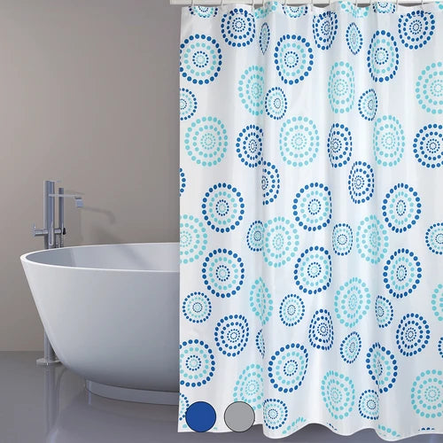 Tenda per doccia in tessuto poliestere dots cm 180x200 blu