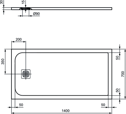 Piatto doccia rettangolare Effetto Pietra 70x170 Ideal Standard Ultra Flat S- Piletta NON inclusa by CeramicStore | Lo specialista del tuo bagno