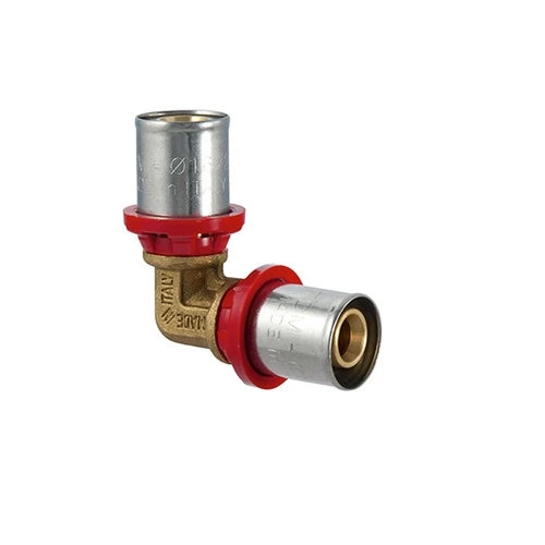 Raccordo curvo doppio a pressare per multistrato diam. 50 x 50