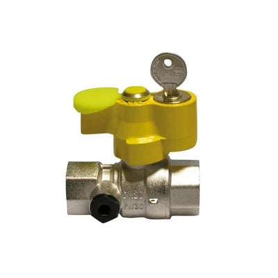 Valvola a sfera gas ff con serratura e presa di pressione 3/4 dn 20