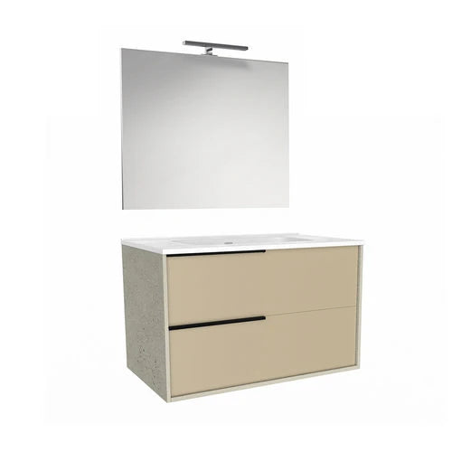 Mobile bagno sospeso mod. lisboa consolle l. 100 cm noce bianco opaco
