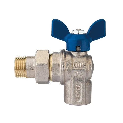 Valvola a sfera a squadra per collettori con farfalla in alluminio blu 1/2 dn 15 pn 30