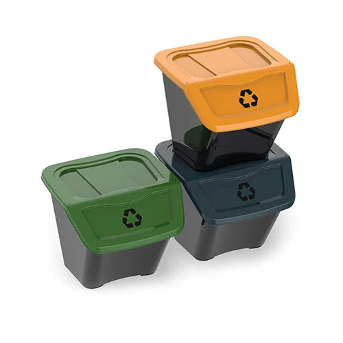Set 3 pz pattumiera ecobin per raccolta differenziata lt. 30x3 39x39 cm x h.33 cm
