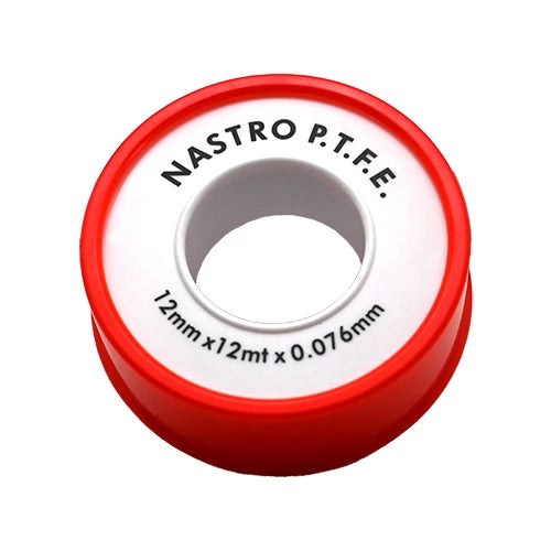 Rotolino nastro teflon p.t.f.e. economico mt 12 mm 12 x 12 mt x 0 076