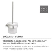 Scopino con ciuffo in setole in Acciaio Inox AISI 304 e Cromall Maui di Gedy - Spazzolato by CeramicStore | Lo specialista del tuo bagno