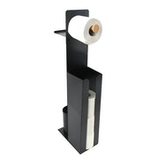 Piantana portarotolo con porta smartphone in Acciaio & Bambà¹ modello Yoni - Nero Opaco