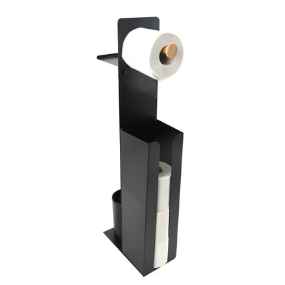 Piantana portarotolo con porta smartphone in Acciaio & Bambà¹ modello Yoni - Nero Opaco