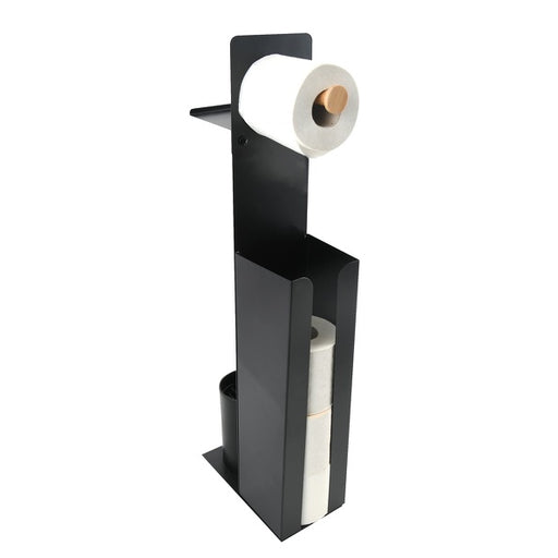 Piantana portarotolo con porta smartphone in Acciaio & Bambà¹ modello Yoni - Nero Opaco