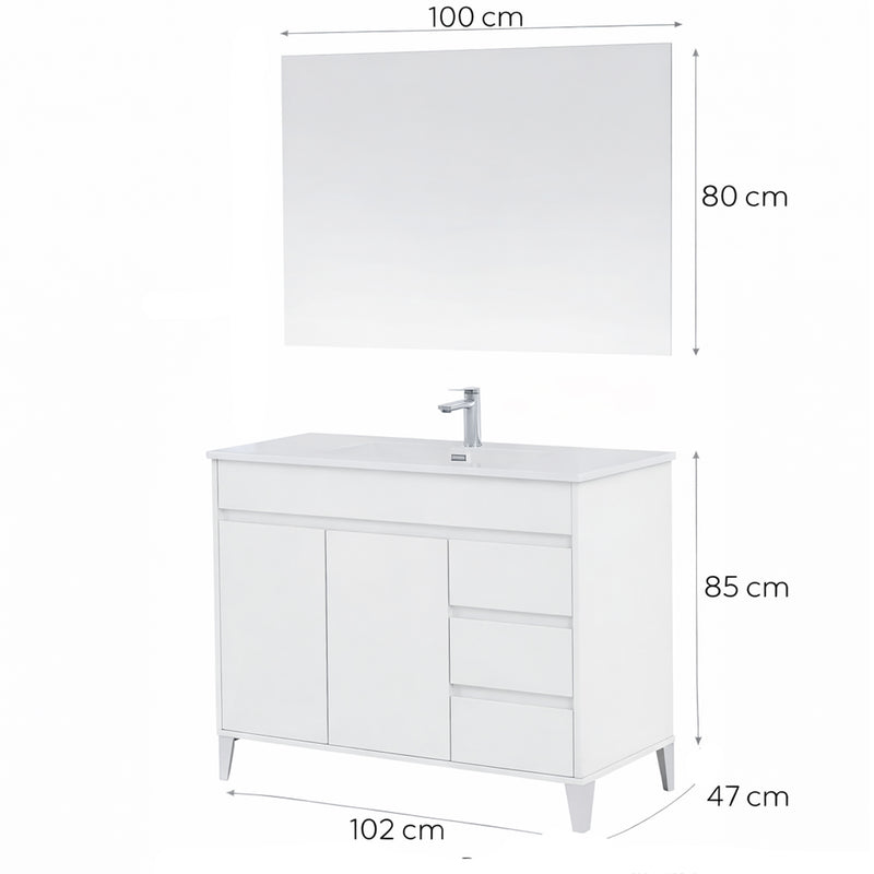 Mobile Bagno con Ante e Cassetti Soft-Close e Specchio – Collezione Armonia 100 cm