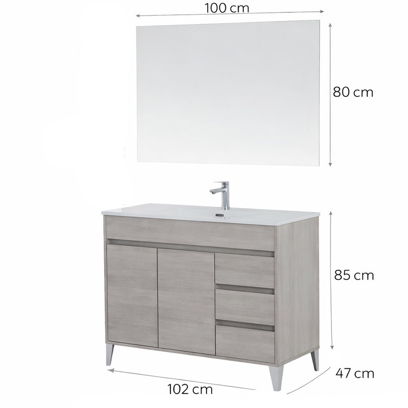 Mobile Bagno con Ante e Cassetti Soft-Close e Specchio – Collezione Armonia 100 cm