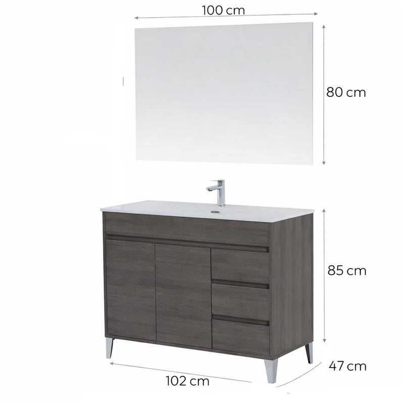 Mobile Bagno con Ante e Cassetti Soft-Close e Specchio – Collezione Armonia 100 cm