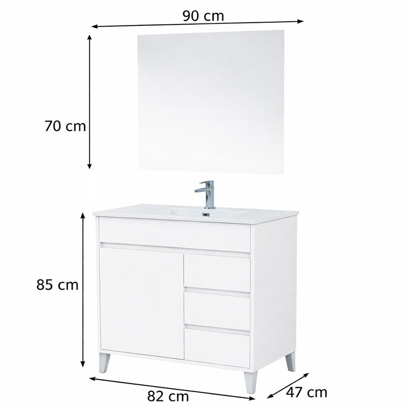Mobile de salle de bain complet avec lavabo et miroir couleur Chêne Alaska 80 cm