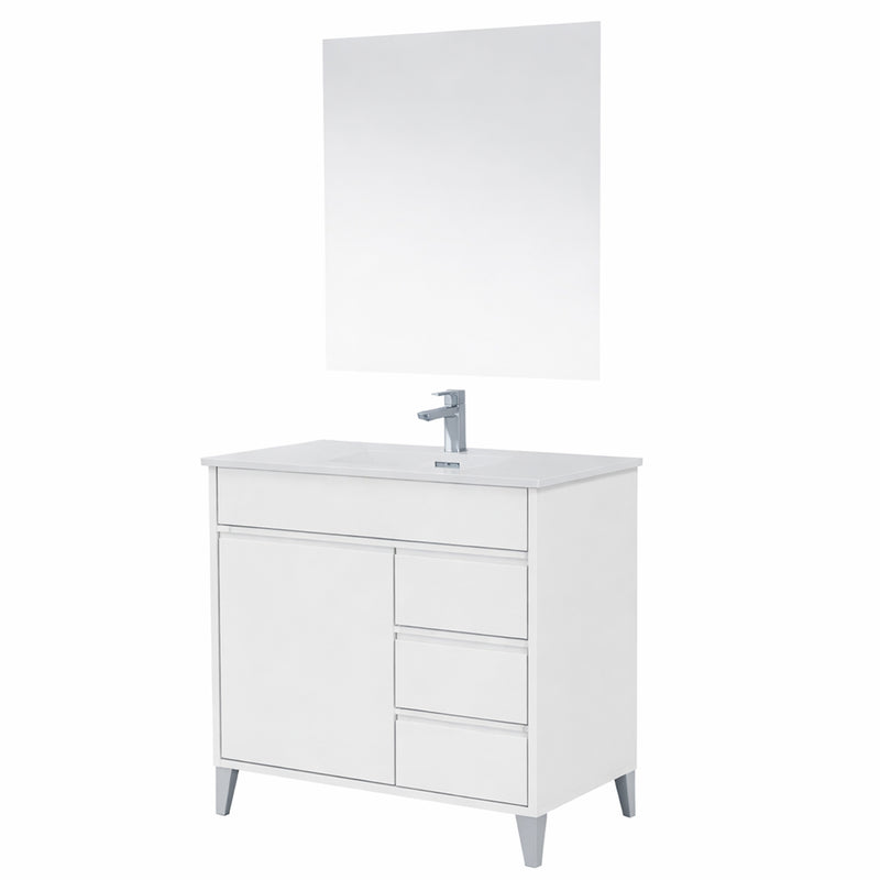 Mobile de salle de bain complet avec lavabo et miroir couleur Chêne Alaska 80 cm