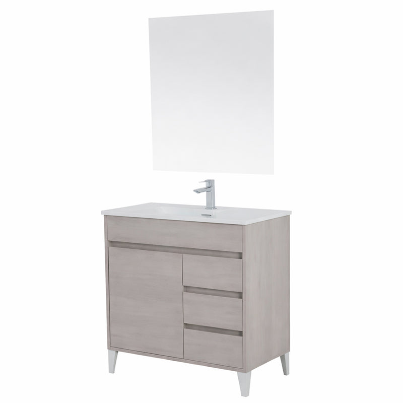 Mobile de salle de bain complet avec lavabo et miroir couleur Chêne Alaska 80 cm