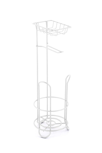 Piantana portarotolo con riserva e porta telefono in Acciaio modello Lilo - Bianco Opaco