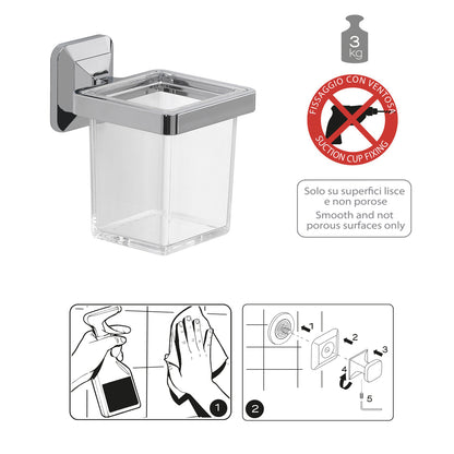 Portaspazzolini con ventosa Gedy Ventus cm 10x12.2x12.5 in Acciaio Inox by CeramicStore | Lo specialista del tuo bagno