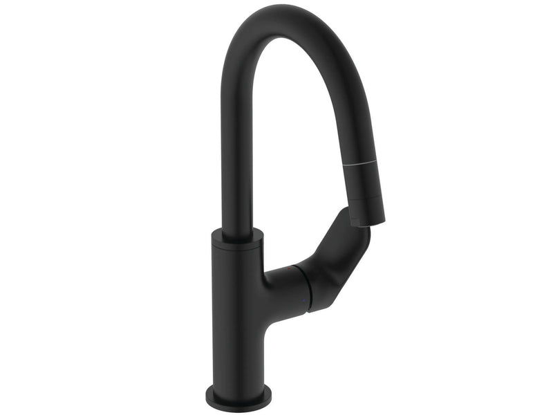 Miscelatore lavabo a bocca alta con doccetta estraibile nero seta Ideal Standard Ceraline O art BE018XG