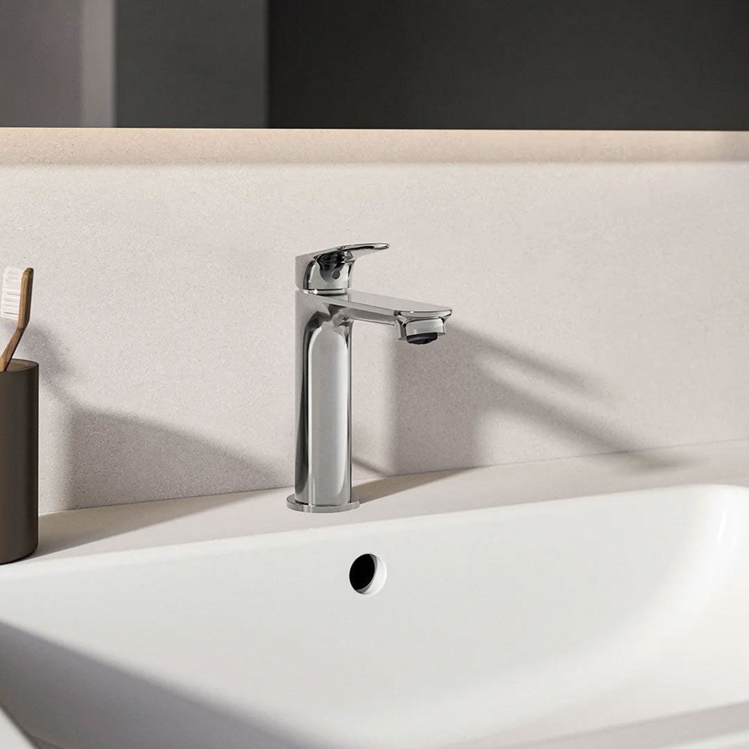 Miscelatore lavabo Medio cromato Ideal Standard Ceralife O con piletta di scarico con sistema Bluestart