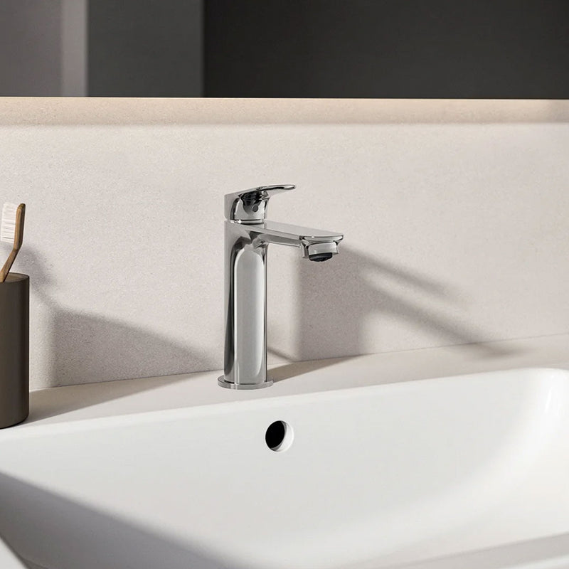 Miscelatore lavabo Medio cromato Ideal Standard Ceralife O con piletta di scarico con sistema Bluestart